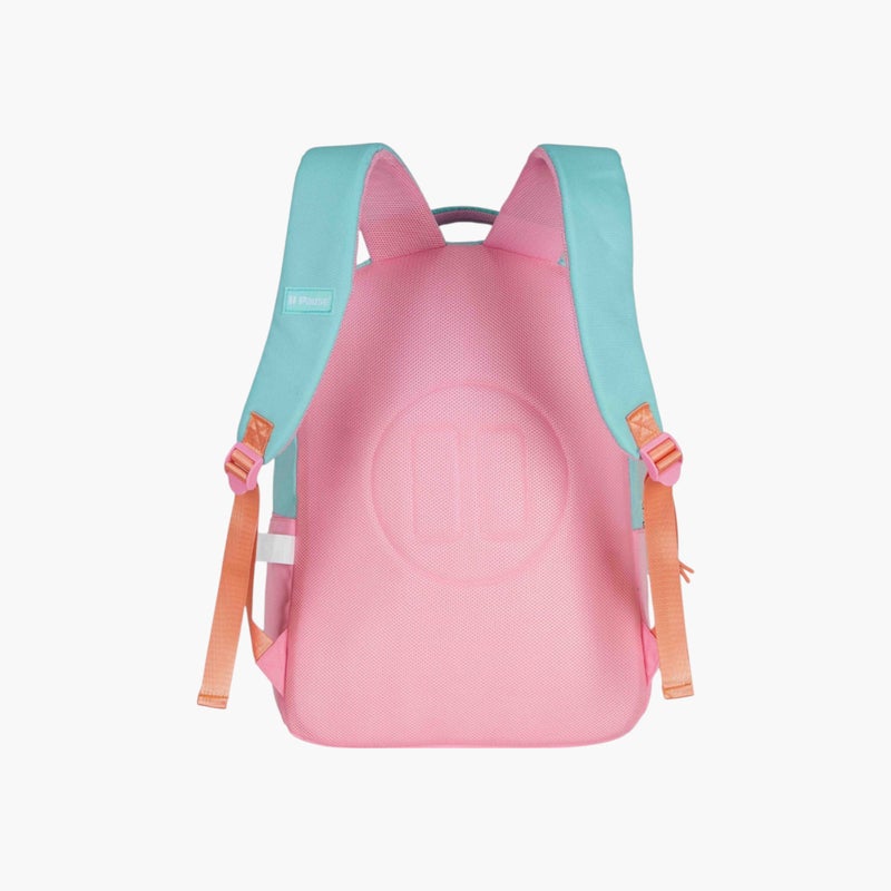 PAUSE Printed Backpack in Aqua and Pink for Girls - Image 3